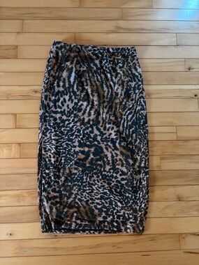AFRM Animal Print Midi Skirt in Brown and Black - Women's Skirt